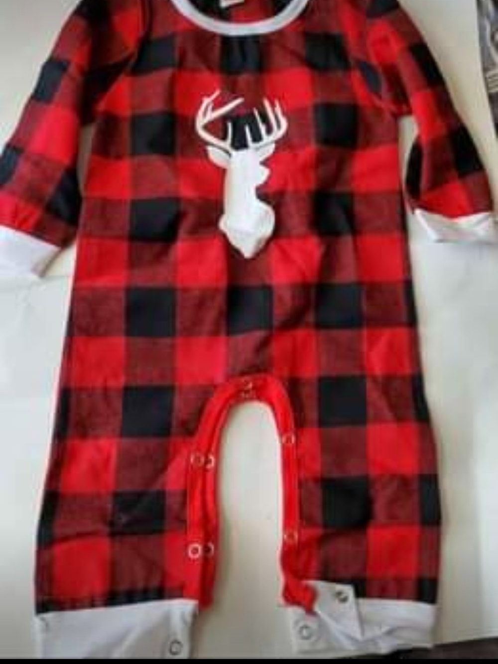 Red Buffalo Plaid Deer Baby One-Piece Romper